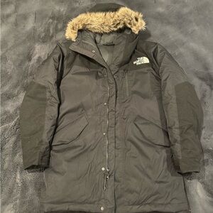 The North Face Men's Black Ski Jacket with Faux Fur Trim
